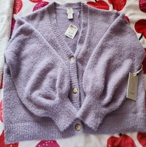 Purple fuzzy Cardigan